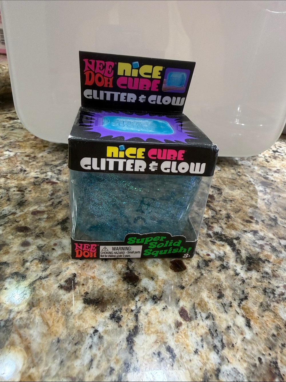 NeeDoh Nice Cube Glitter & Glow Super Solid Squish - Blue